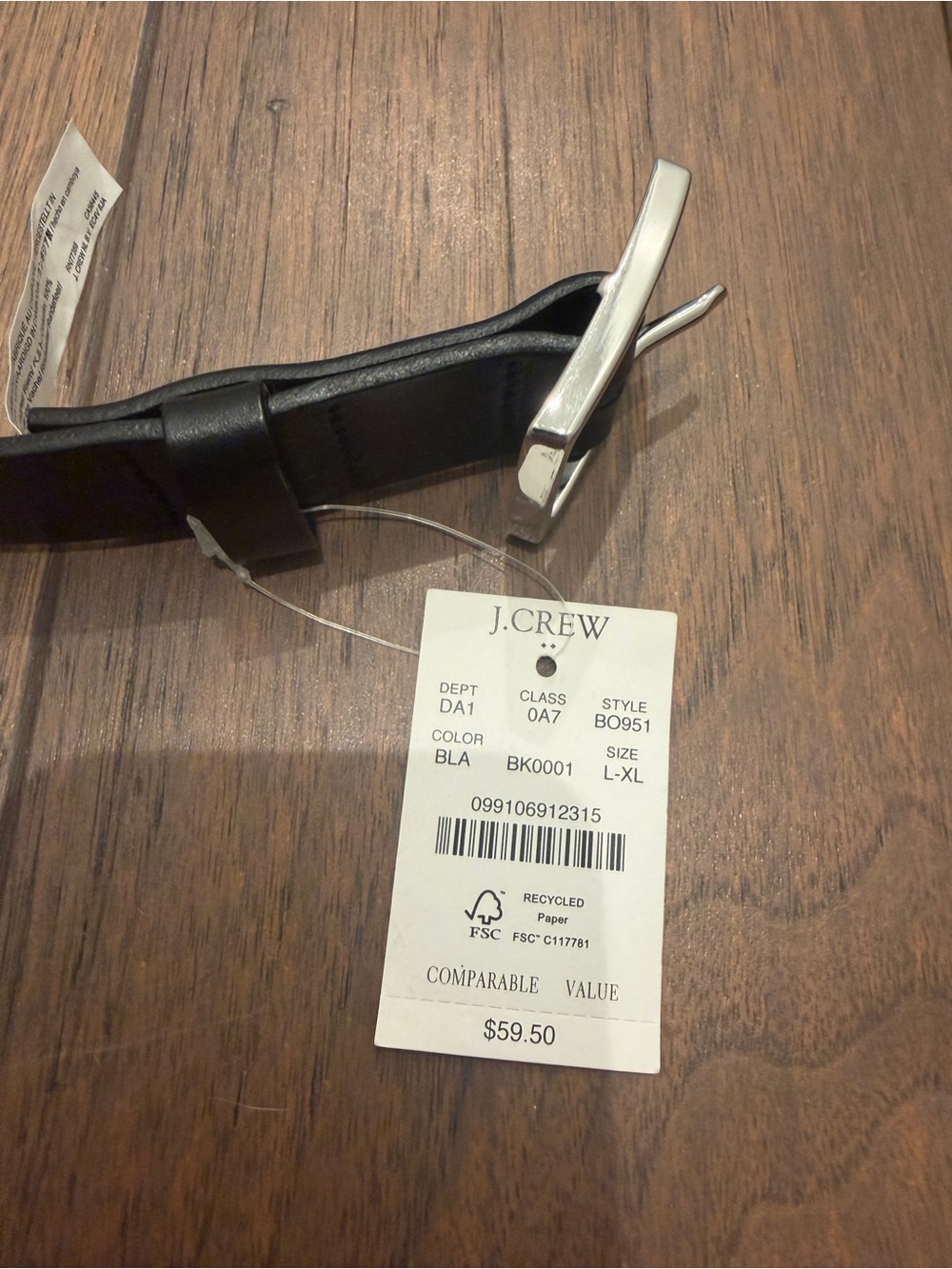 J Crew Classic Black Leather Belt with Silver Buckle - Picture 2 of 3